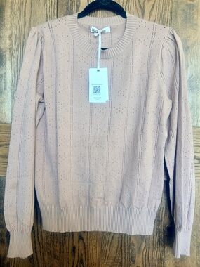 🤍NEW🤍Grace Karin 1930s/40s beige Eyelet Knit Sweater